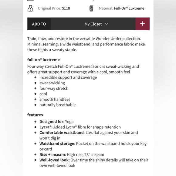 ๐ Lululemon Wunder Under High-Rise Tight in Matte Copper Foil - Picture 6 of 12